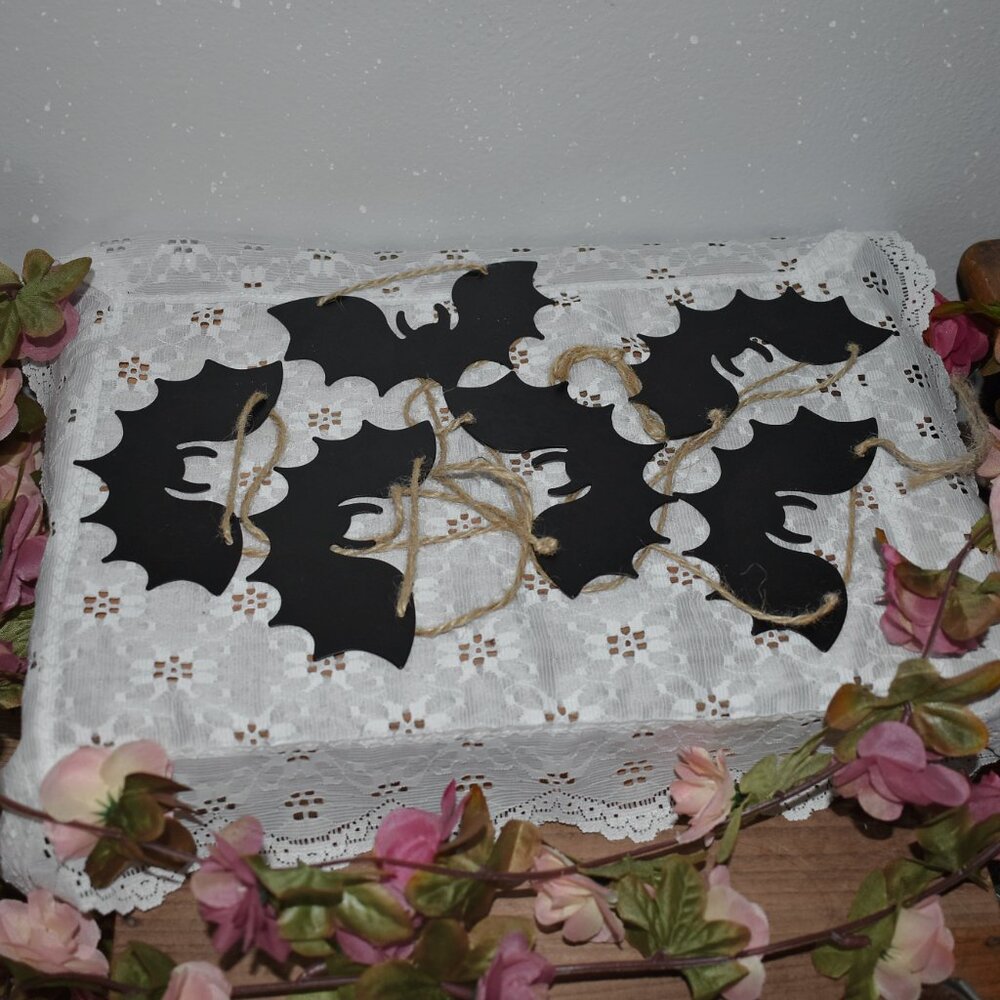 Black Metal Bats on Jute Rope Garland Country Gothic Farmhouse Halloween Decor